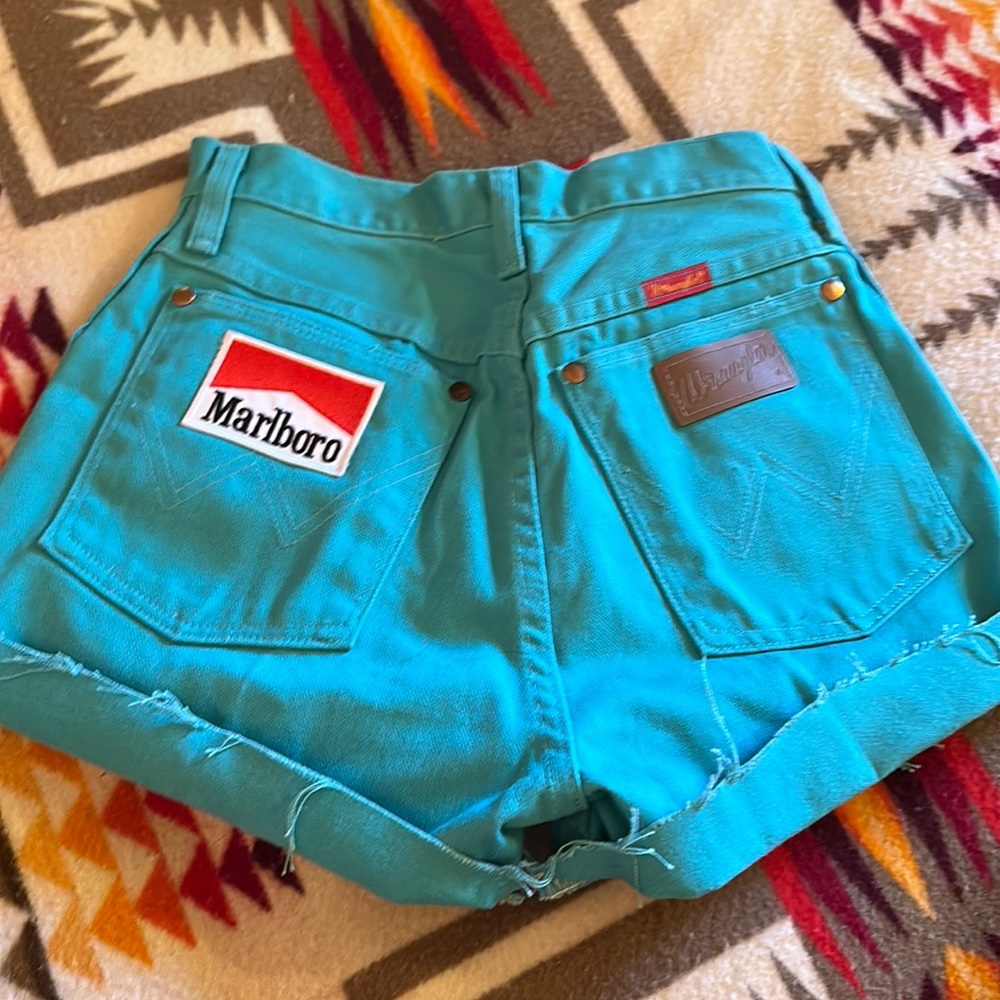 Custom Turquoise Marlboro Wrangler shorts